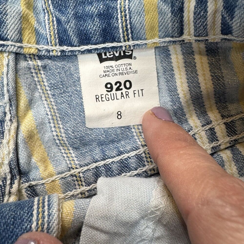 Vintage Levi's High Waist Orange Tab Striped Denim Shorts - Picture 9 of 9
